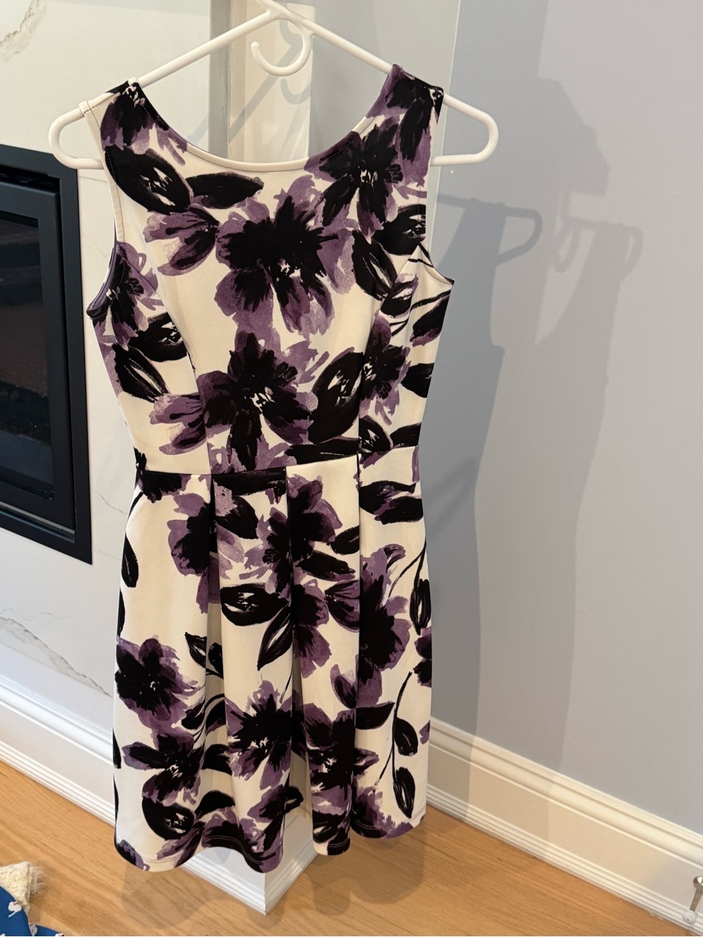 Gilli White Midi Dress with Purple & Black Floral Print